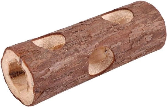 Tunnel per Glielle Naturali per Animali da Compagnia - Giocattolo per Piccoli Animali da Casetta da Mordere - Legno di Bosco - Tunnel per Coniglio - Fretto - Topo - Cavia - Piccolo Giocattolo da Mordere con Bambù