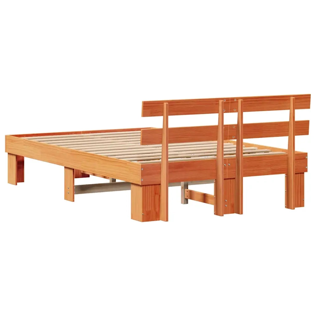 Struttura del letto Marrone cerato 140 x 190 cm Pino massello 872448