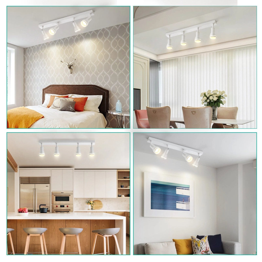 ZMH Faretto da soffitto bianchi 4 luci GU10 metallo orientabili per cucina ufficio soggiorno senza lampadina