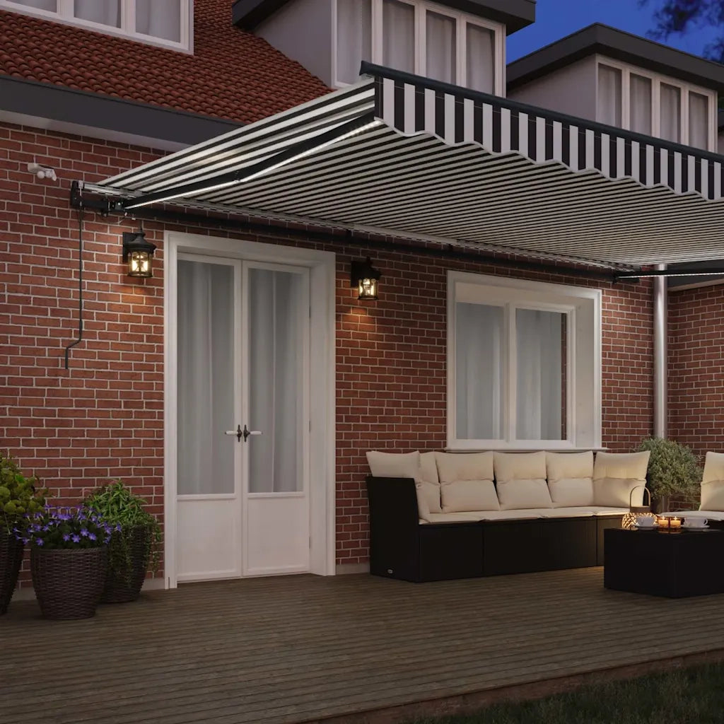 Tenda Retrattile Automatica LED Antracite e Bianco 500x300 cm
