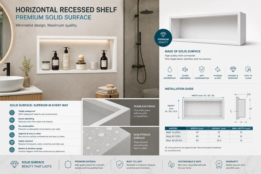 Nicchia bagno Solid Surface 30x40 cm - bianco opaco