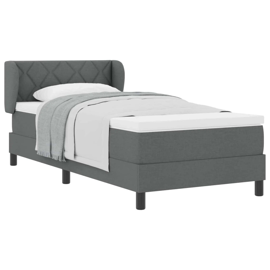 Letto a molle con materasso Grigio scuro 90 x 200 cm Tessuto 3340067