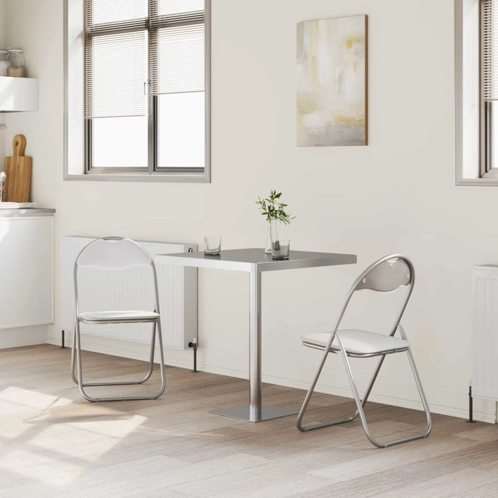 Sedia pieghevole 2 pcs Bianco e Grigio 48 x 43,5 x 81 cm 42029044