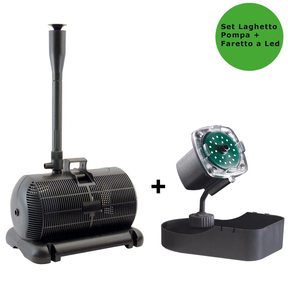 Multipack pompa per laghetto aqua 3 2500 litri/h + faretto nathur a led sommergibile