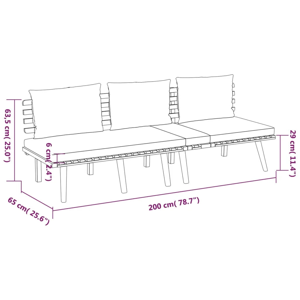 Set Divani da Giardino 3 pz con Cuscini in Massello di Acacia cod mxl 38193