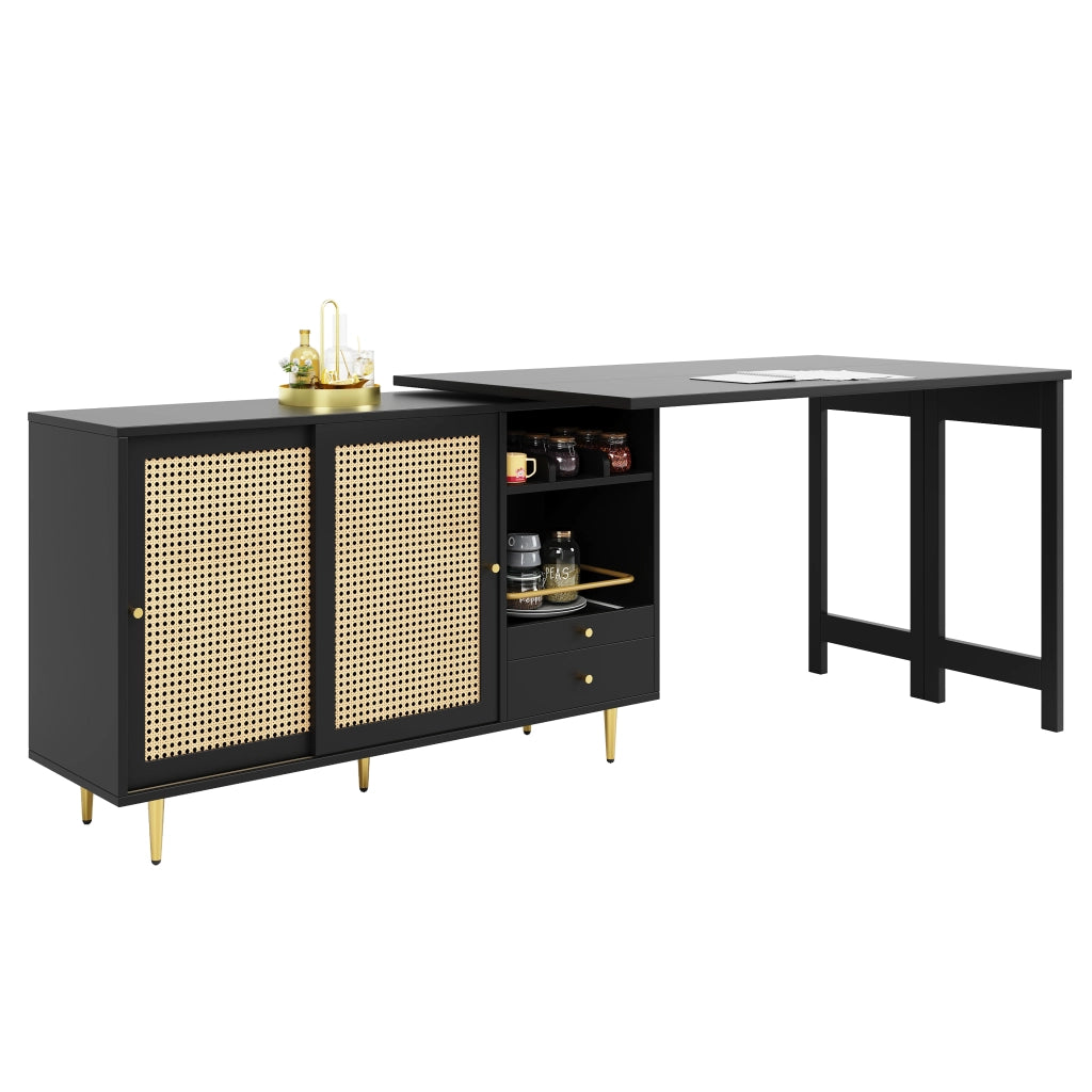 Tavolo Bar Girevole 360¡ã con Armadio e Ripiano ¨C Xylo ¨C Nero, 107x40x71 cm