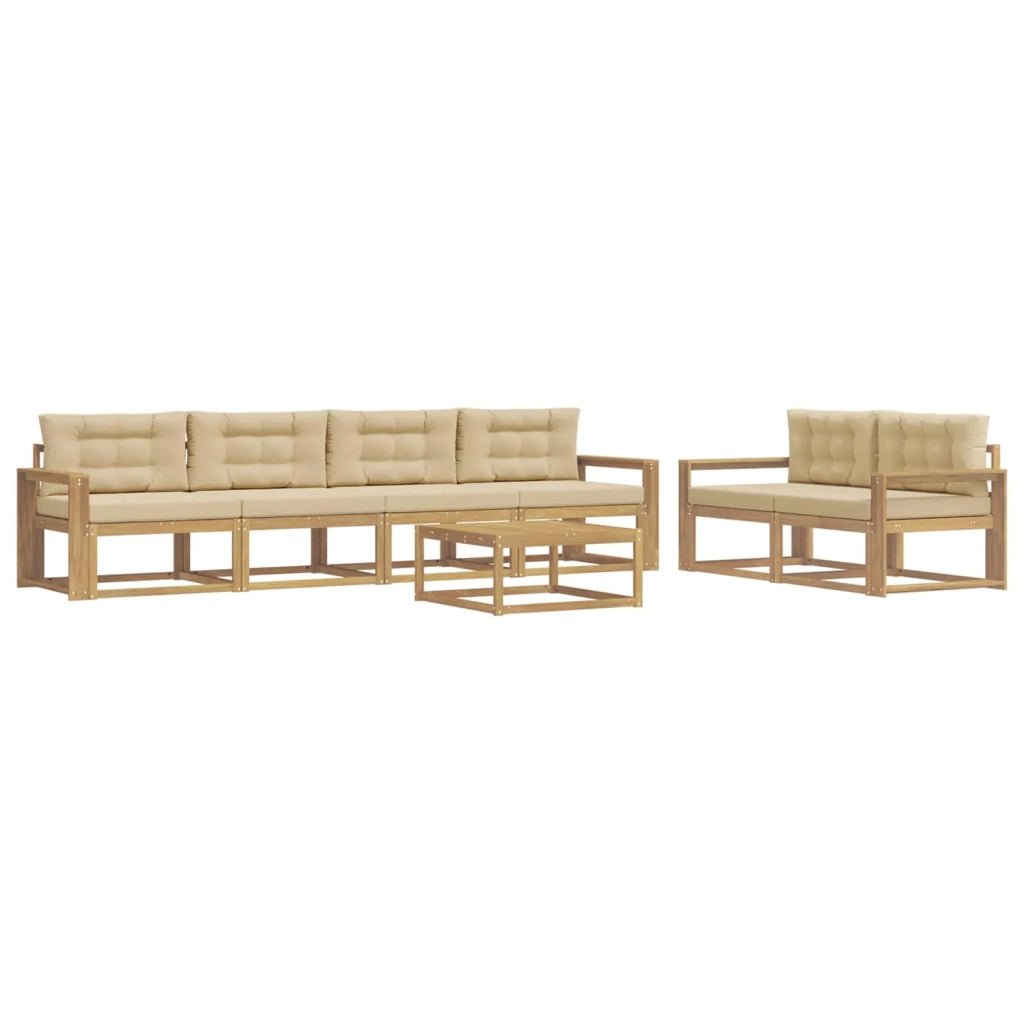 Set di divani da esterno con cuscino 6 pcs Bianco e Beige 3386102