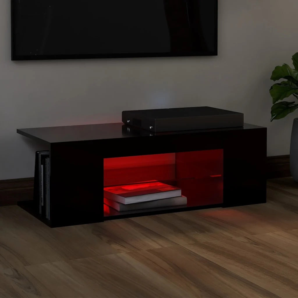 Mobile TV multimediale mensola TV credenza mobile TV per sala da pranzo soggiorno camera da letto con luci LED 90 x 39 x 30 cm nero 02_0026629