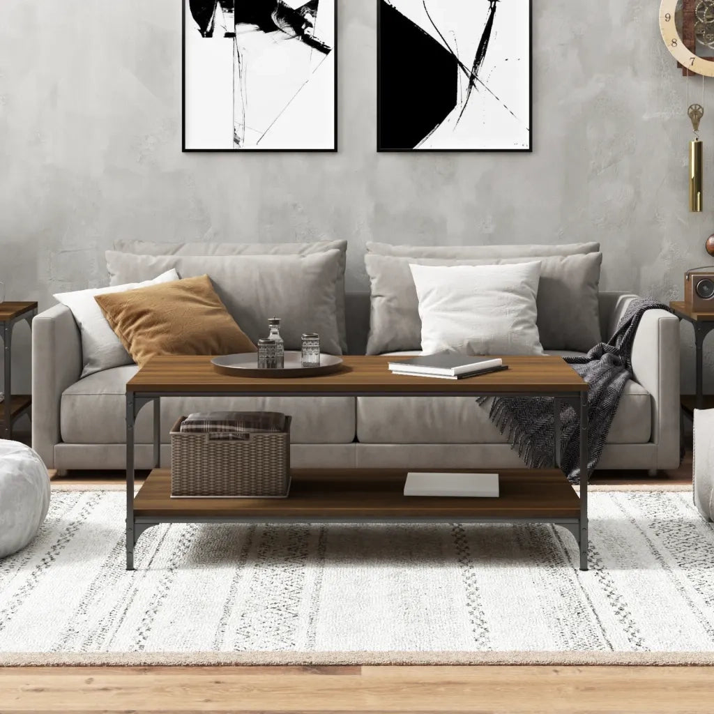 Tavolino Salotto Rovere Marrone 80x50x40 cm Legno Multistrato cod mxl 23178