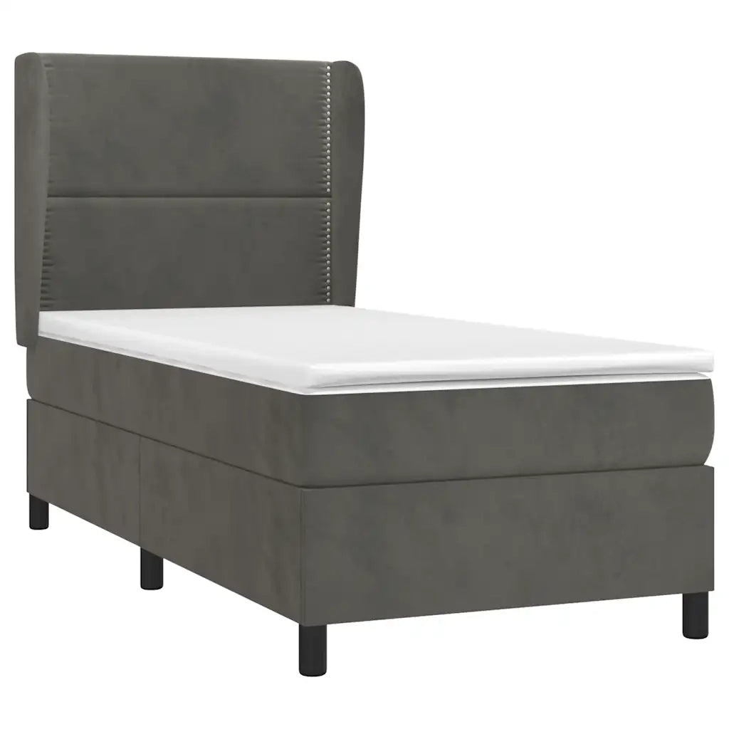 Giroletto a Molle con Materasso-Struttura Letto Grigio Scuro 100x200 cm Velluto 324269
