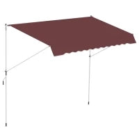 Tendalino Manuale retrattile Auvent Telescopico senza Foratura 3L x 1,5l m Inclinazione e Altezza regolabile Installazione Veloce metallo alluminio Poliestere Anti-UV Bordeaux