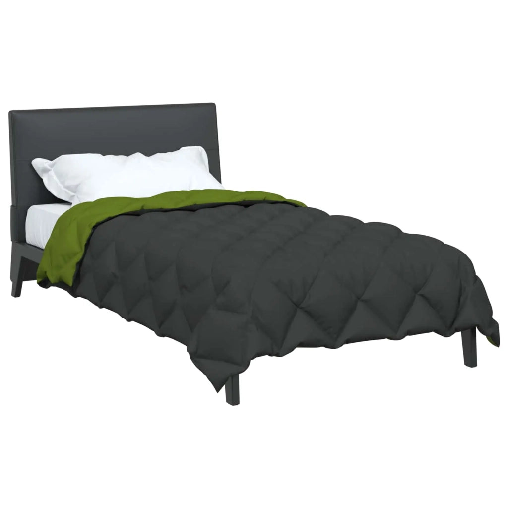 Piumone | Duvet Invernale Verde e Antracite 135 x 220 cm Microfibra