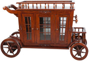 Biscottini Carrello bar in legno massello di mogano finitura noce 125x45x82 cm porta