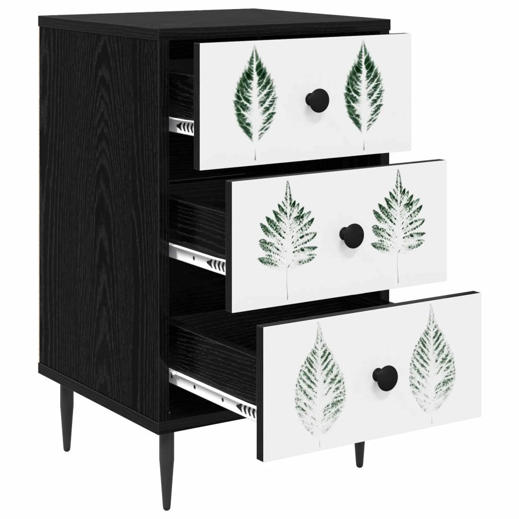 Armadio da Notte HANAU 2 pz Rovere Nero 36 x 33 x 61 cm 8007342