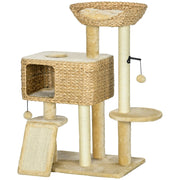Arbre ¨¤ chat con griffoir, nicchia, panier e piattaforme ¨C zephmum ¨C 60x40x98 cm beige