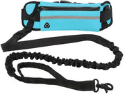 Tas da sport per cani blu, cintura riflettente retrattile per esterno, cinturone anti-scoppio per corridori.