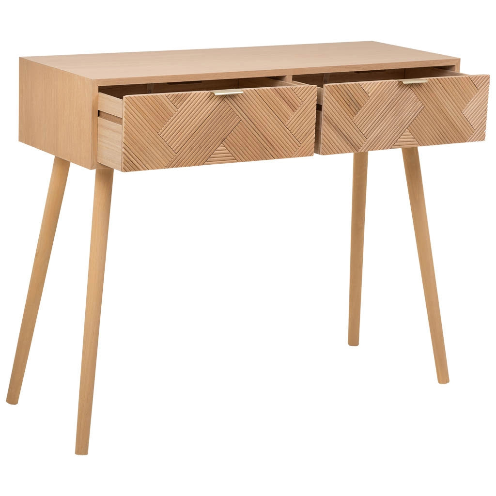 Mobile da ingresso in legno con 2 cassetti marroni 99x34x78