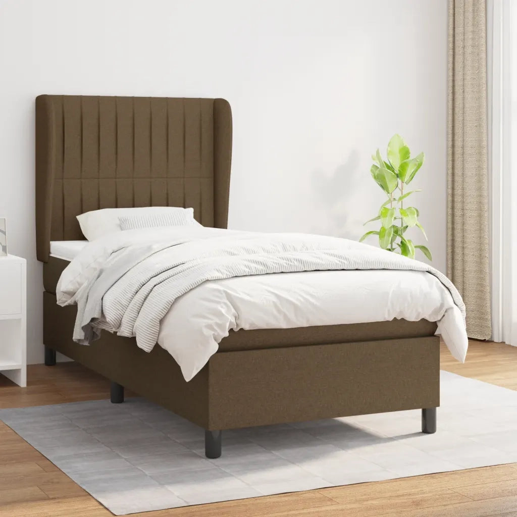 Giroletto a Molle con Materasso Marrone Scuro 80x200 cm Tessuto 3128080