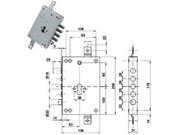 SERRATURA TRIPLICE APPLICARE CON SCROCCO CIL. EUR. BLINDATE 50128  mm.63, interasse catenacci mm.28    CIPIERRE