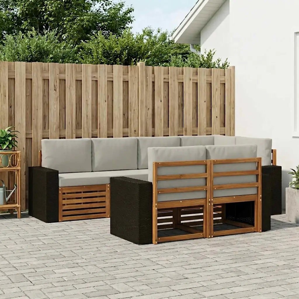 Set divano sezionale con cuscino 7 pcs Naturale e Grigio Chiaro