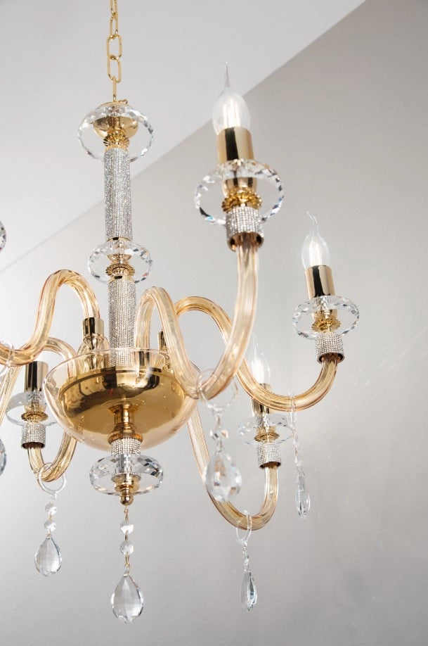 LUME GRANDE DIDO  1 LUCE AMBRA E ORO ATTACCO E27 D.40CM