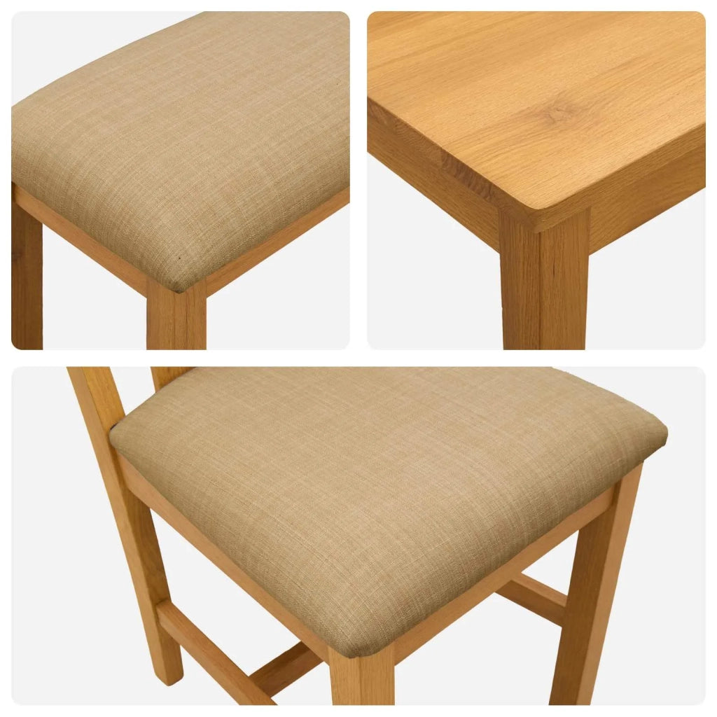Set da pranzo 4 pz Beige Legno di Quercia Massello 3430294
