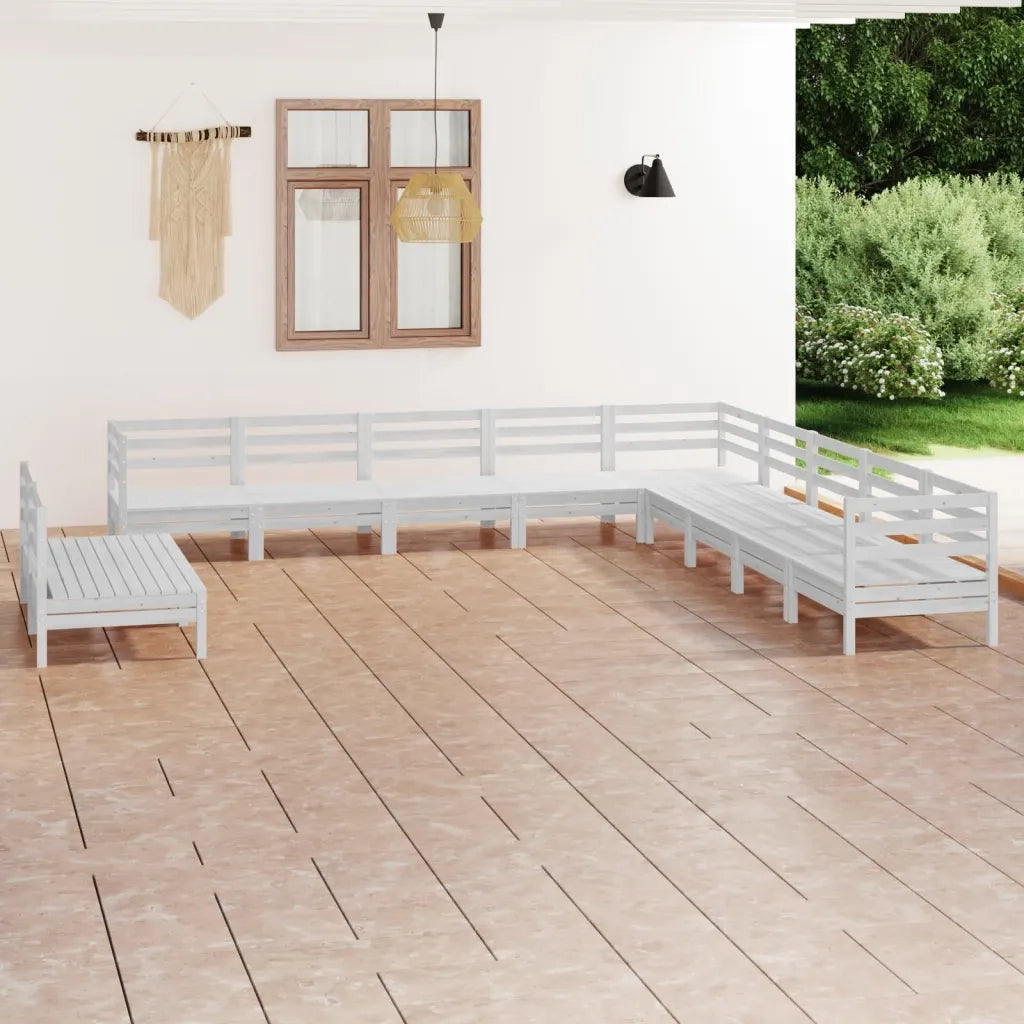 Set Divani da Giardino 11 pz in Legno Massello di Pino Bianco  cod mxl 36701