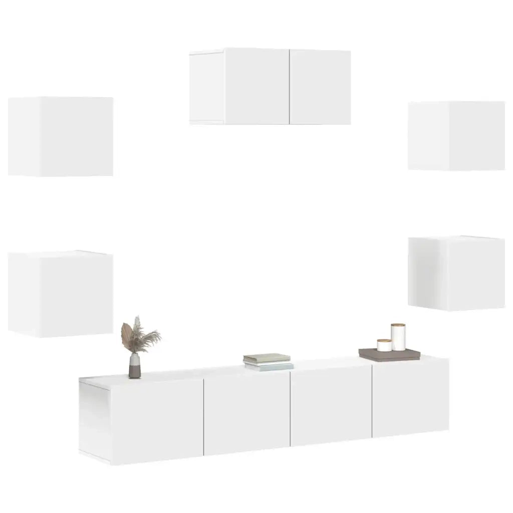 Set di Mobili Porta TV 7 pz Bianco in Legno Multistrato 3114502