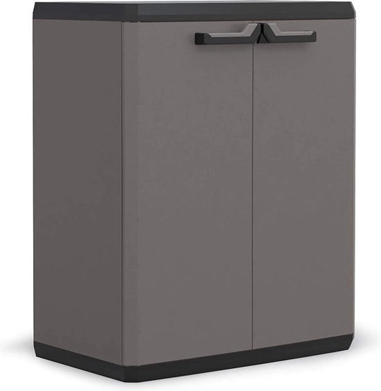 Cassa in plastica alta antracite/nera 68 x 39 x 83 cm con spazio di stoccaggio aggiuntivo
