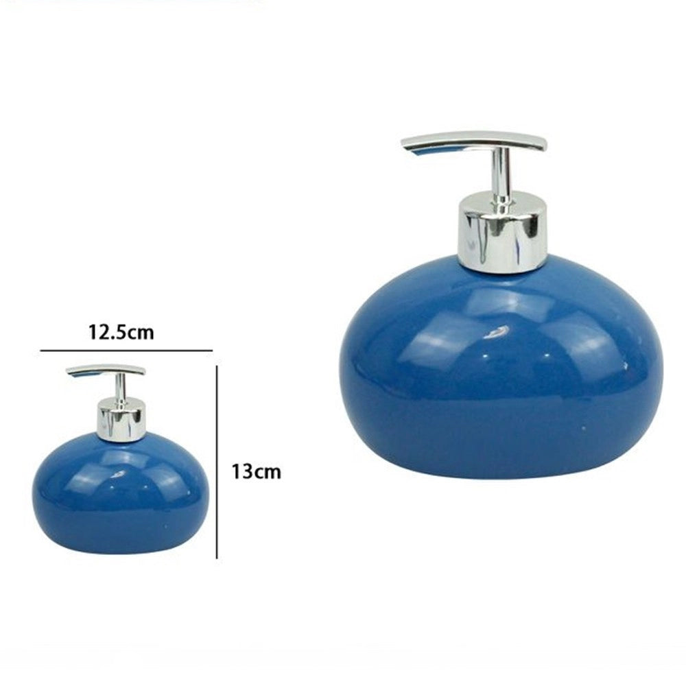 Trade Shop - Dispenser Per Sapone Liquido In Ceramica Blu Dosatore Moderno Arredo Bagno 79256 -