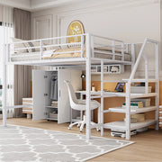 Letto mezzanino 140x200cm - Xylo - bianco, armadio, scrivania minimalista