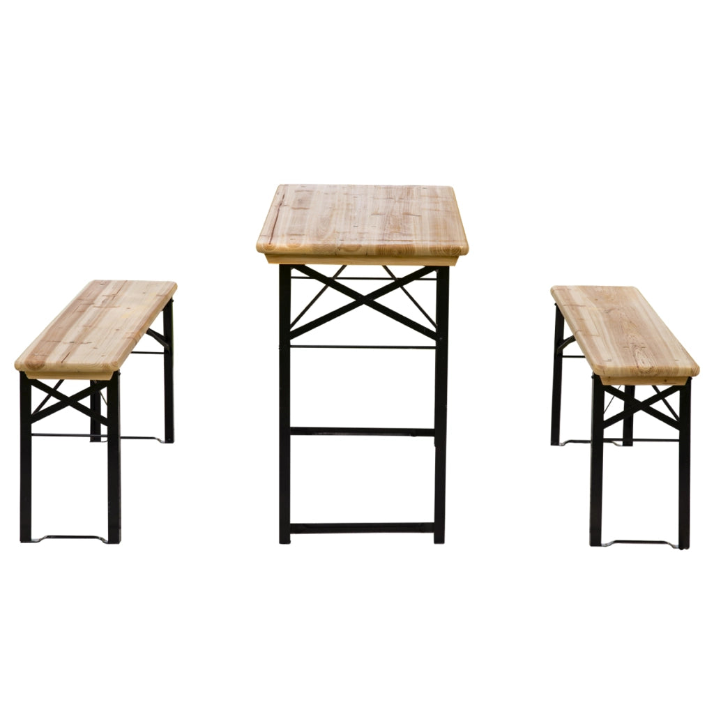 Tavolo da Picnic Pieghevole con 2 Panche ¨C zephmum ¨C Legno Massello Abete Nero