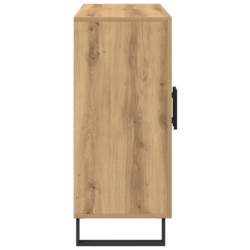 Credenza con 3 Ante Rovere Artigianale 90x34x80 cm Legno Ingegnerizzato