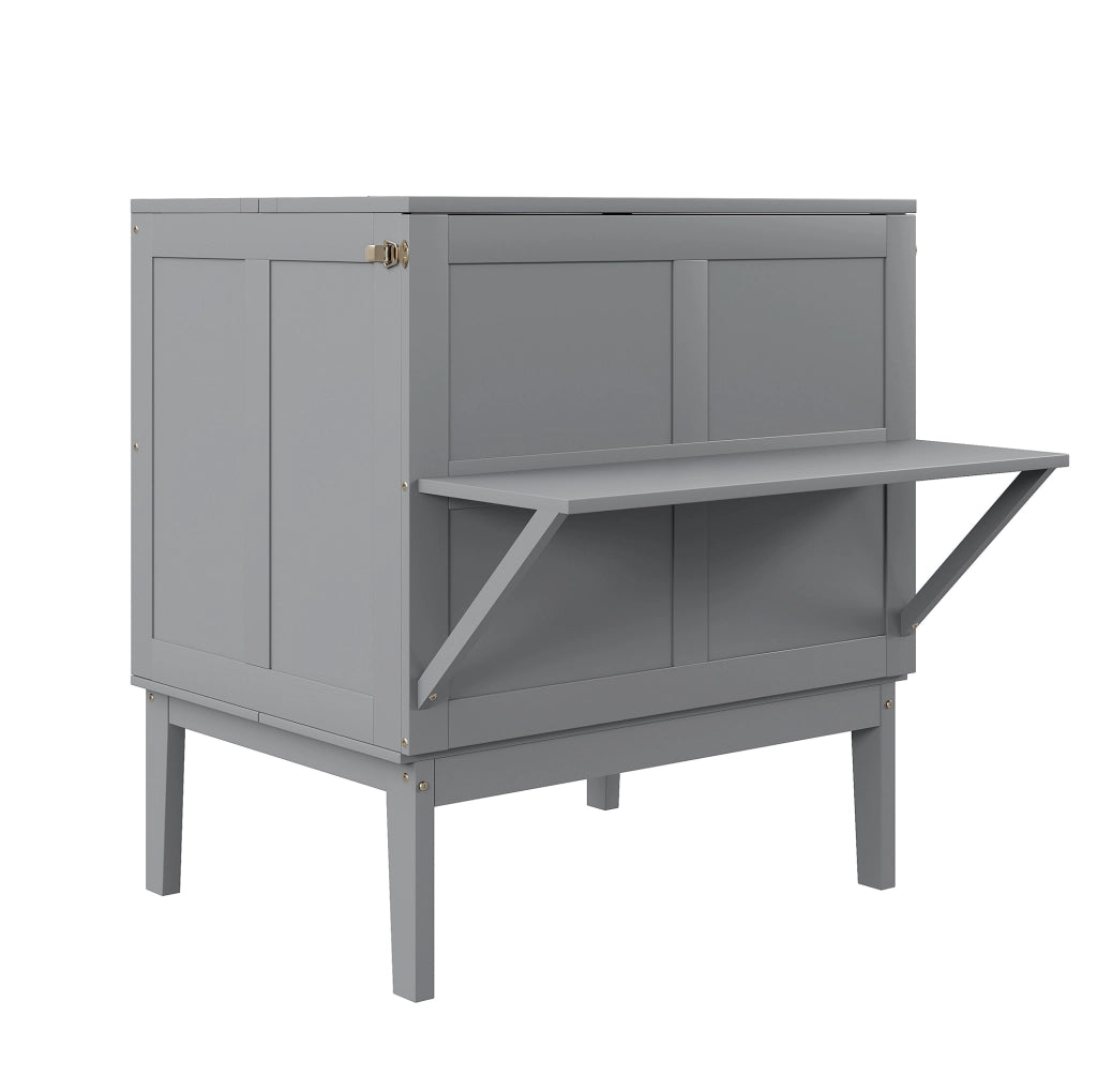 Letto a scomparsa verticale ULEVR 90x200 cm con vano sottoletto e piano d'appoggio, grigio