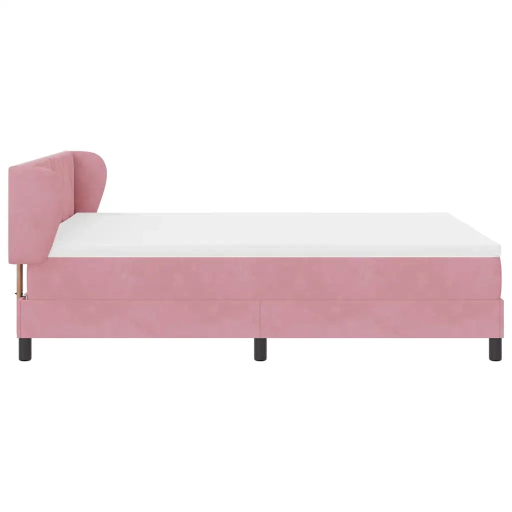 Letto a molle con testiera Rosa 140 x 190 cm Velluto 3340441