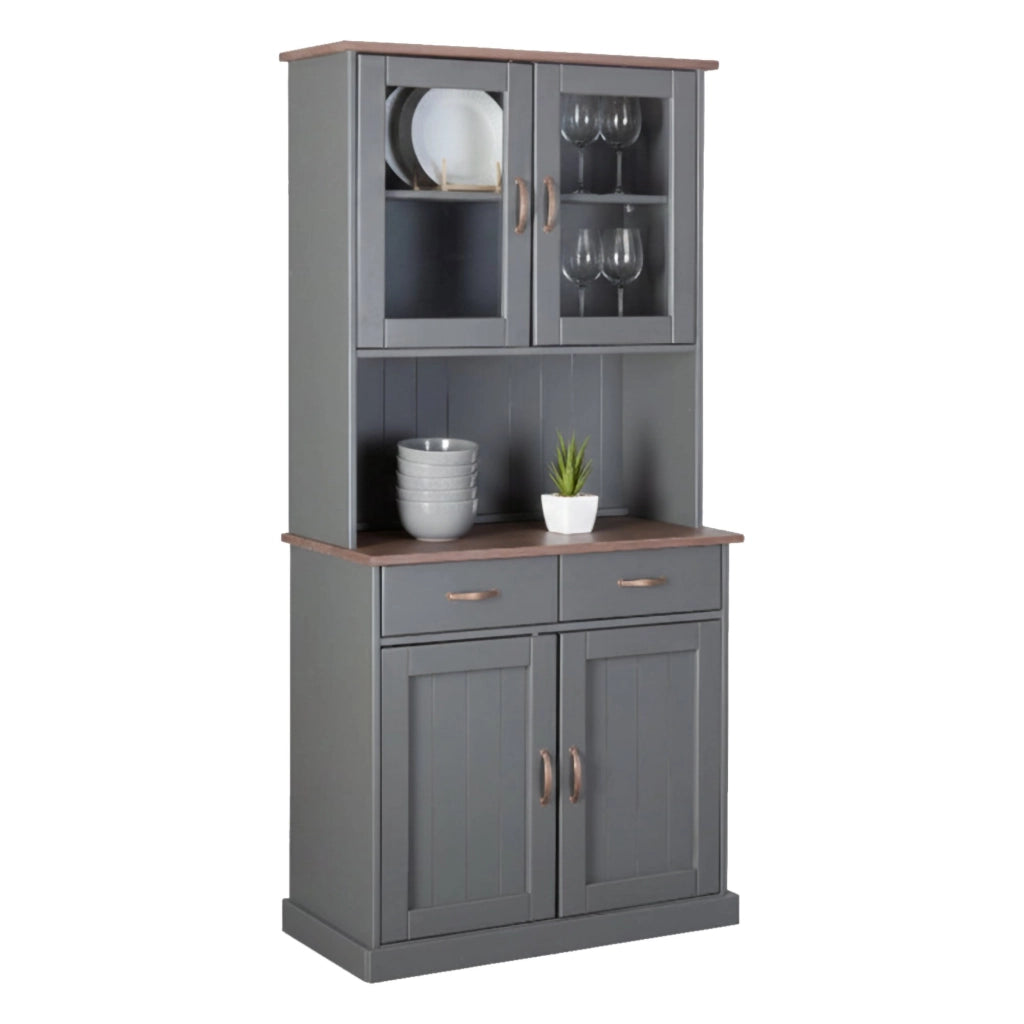 Madia Milzano, Credenza 2 Cassetti, 90x45x191h cm Grigio