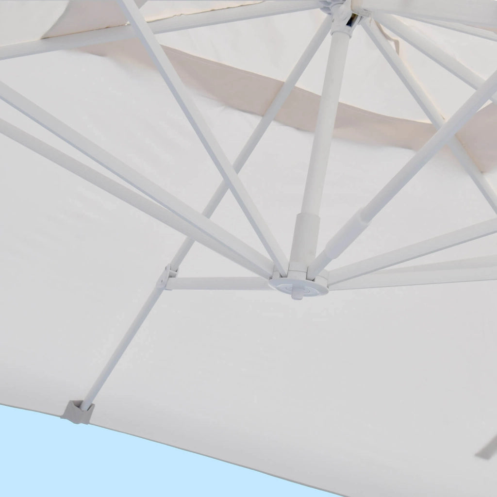 Ombrellone da Giardino Decentrato 3x3m in Alluminio Telo in Poliestere Mosini Blues Bianco