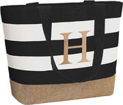 Borsa personalizzata per spiaggia, grande borsa con iniziali per donna, borsa per spesa con chiusura a righello, regali personalizzati per donna per amica, damigella d'onore, donna, collega.