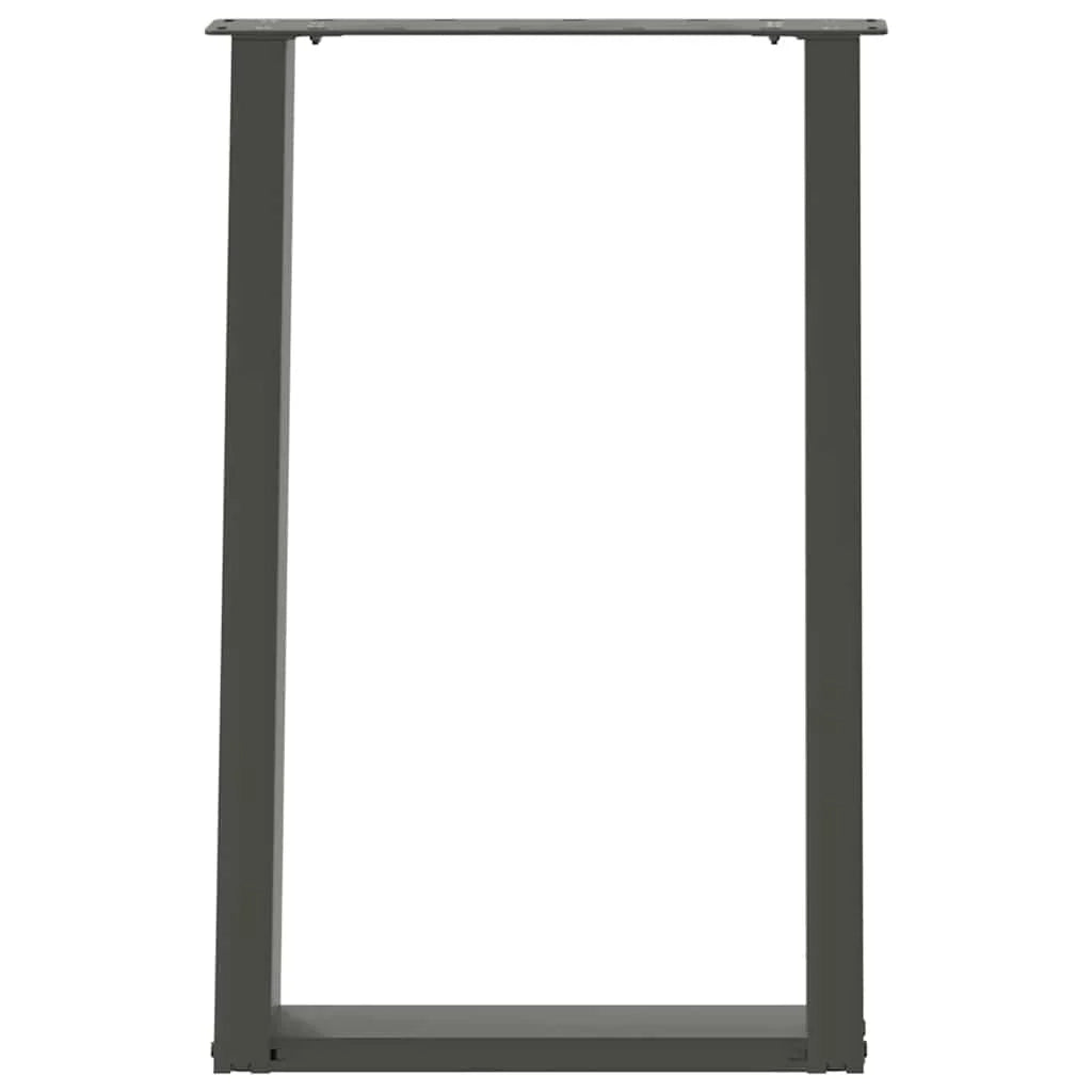 Set di 2 gambe per tavolo da pranzo angolate a U 50 x 73 cm con piedini regolabili stile moderno acciaio antracite 02_0057068