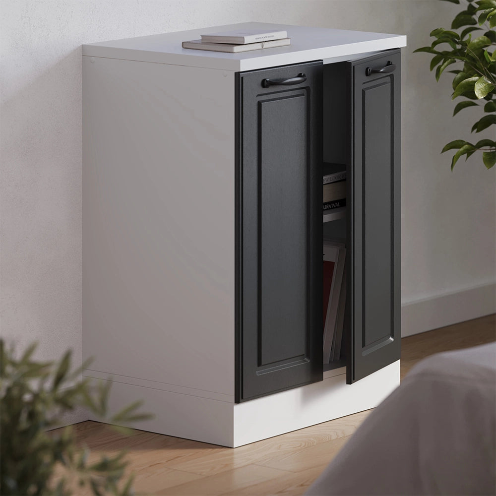 Mobile cucina sottotetto R-Line Antracite rustico/Bianco 60 cm senza inclinazione con 2 ante Vicco