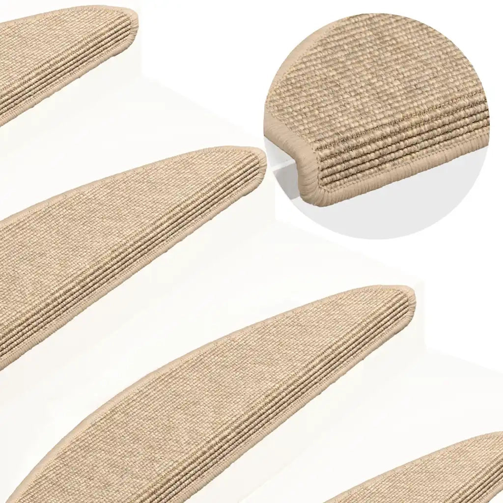 Tappetini per scale 15 pz 65x21x4 cm Beige chiaro Semicircolari Grandi 326903