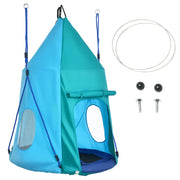 Altalena Nido con Tenda ¨C zephmum ¨C Blu Verde, ?100 cm, 150 kg
