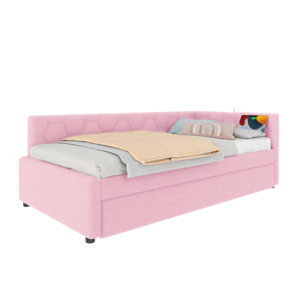Letto a Divanetto 90x200 cm; con Letto Estraibile; USB; Type-C e Lampada da Lettura