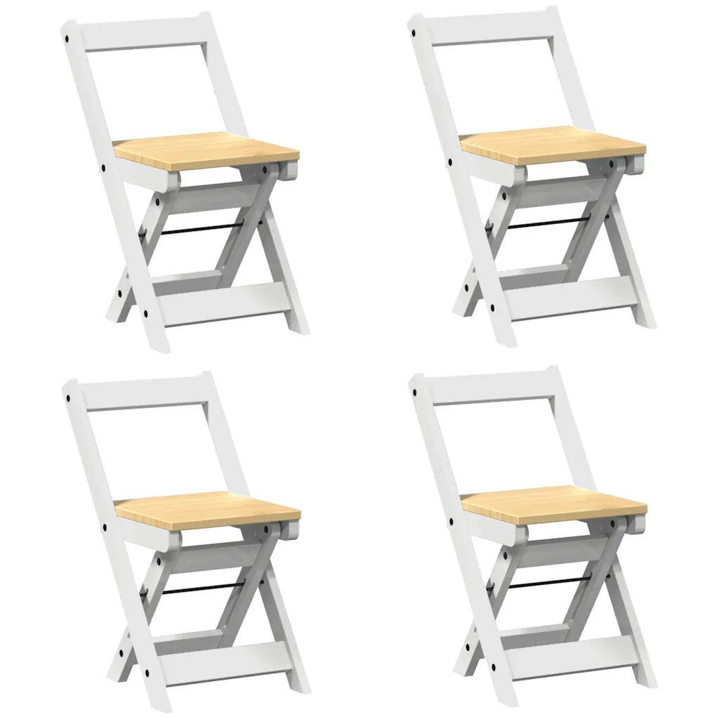 Set da Pranzo 5 pz Corona Pieghevole Bianco in Legno di Pino 3295717