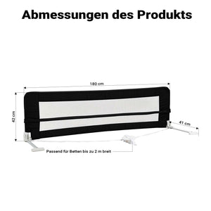 Sponda letto bambini 180x42 cm, pieghevole, metallo e nylon, Barriera anticaduta