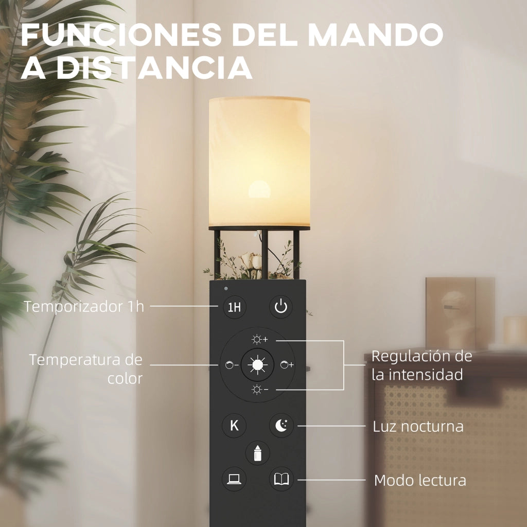Lampada da Terra con Scaffali ¨C zephmum ¨C Nero 3 Temperature Colore Telecomando