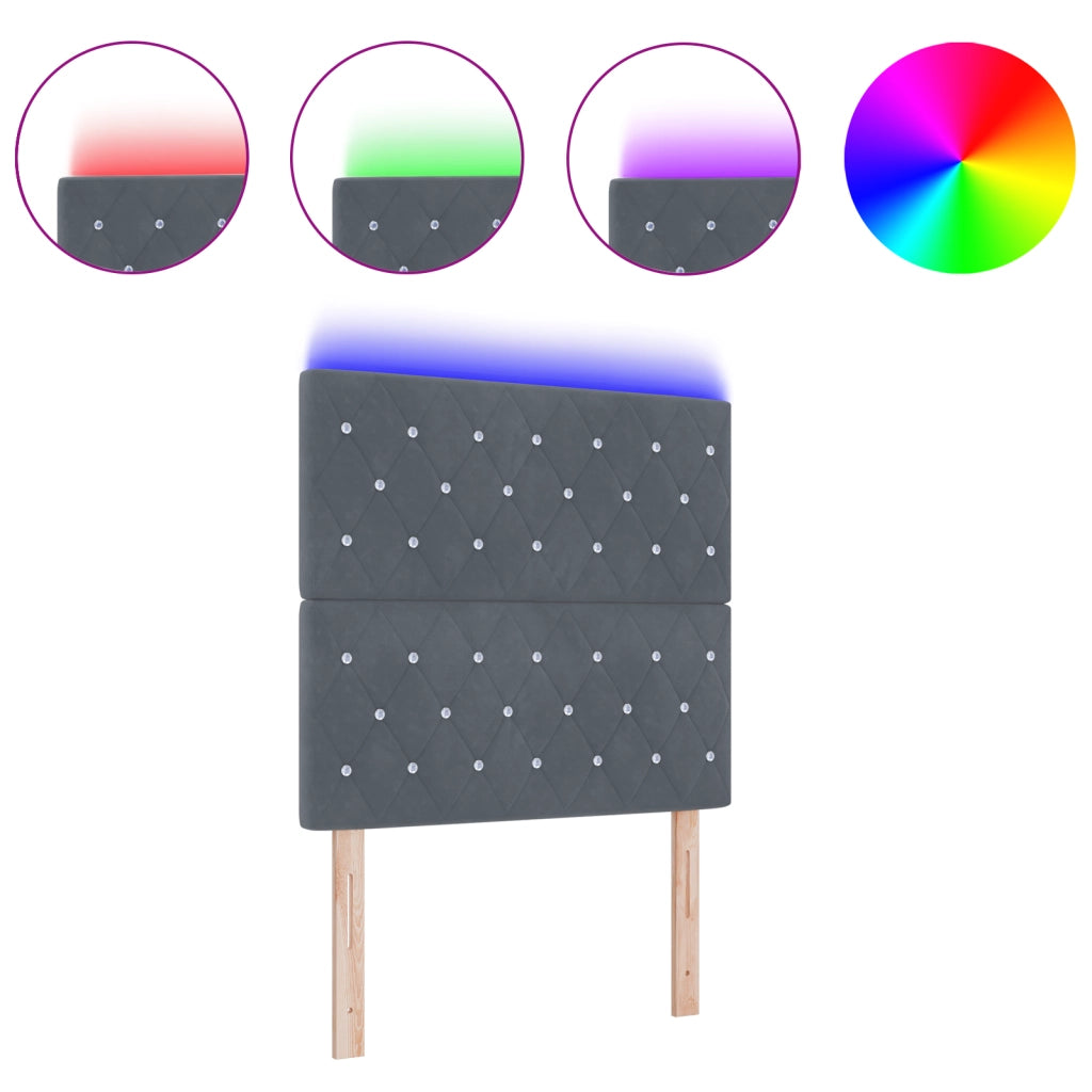 Testata LED Grigio Scuro 90 cm Velluto