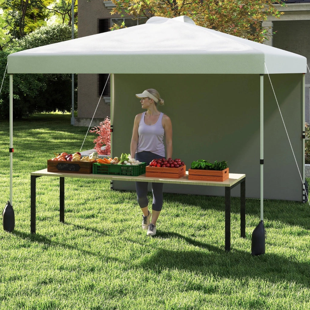 Rifugio da patio pieghevole per eventi commerciali, Tenda a cielo apribile 3 x 3 M con borsa con ruote Bianco-Gazebo