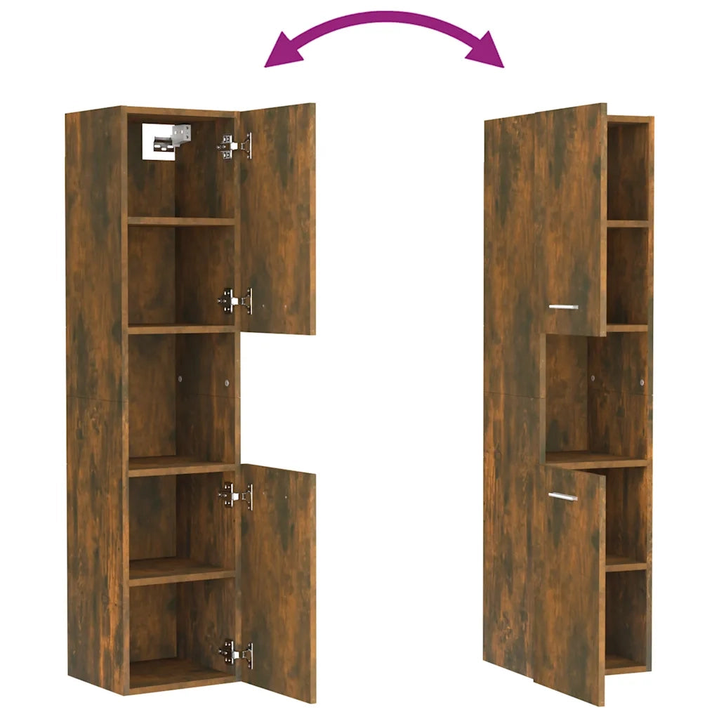 Armadietto Bagno Rovere Fumo 30x30x130 cm in Legno Multistrato 815639