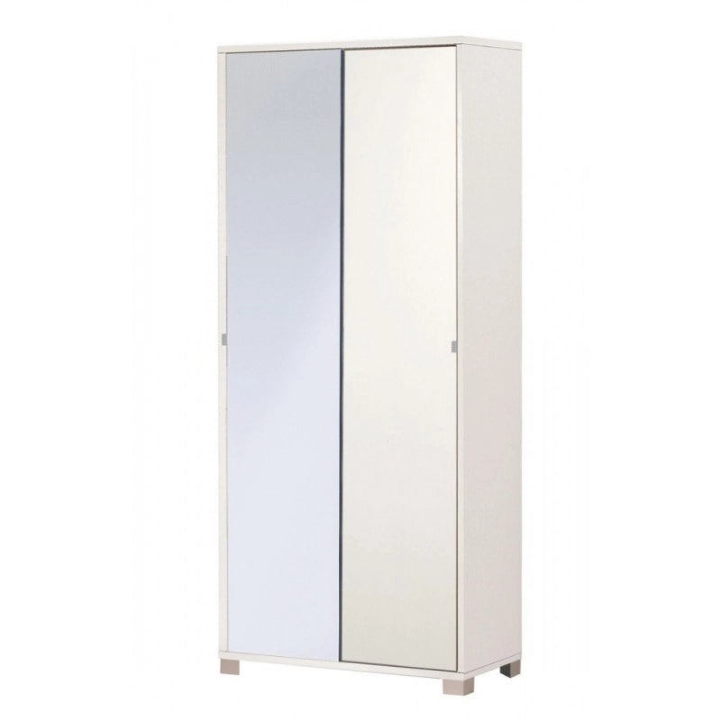 Armadio multiuso due ante scorrevoli con specchio Bianco 82x41x h190 cm